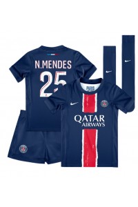 Paris Saint-Germain Nuno Mendes #25 Babytruitje Thuis tenue Kind 2024-25 Korte Mouw (+ Korte broeken)